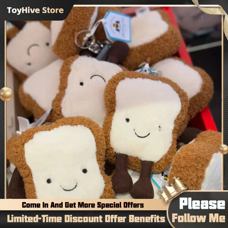 

【В наличии】 Новый продукт: Jellycat Fun Toast Bread Кукла Сумка Брелок Милая мультяшная плюшевая кукла с улыбающимся лицом 2026 Новогодний подарок