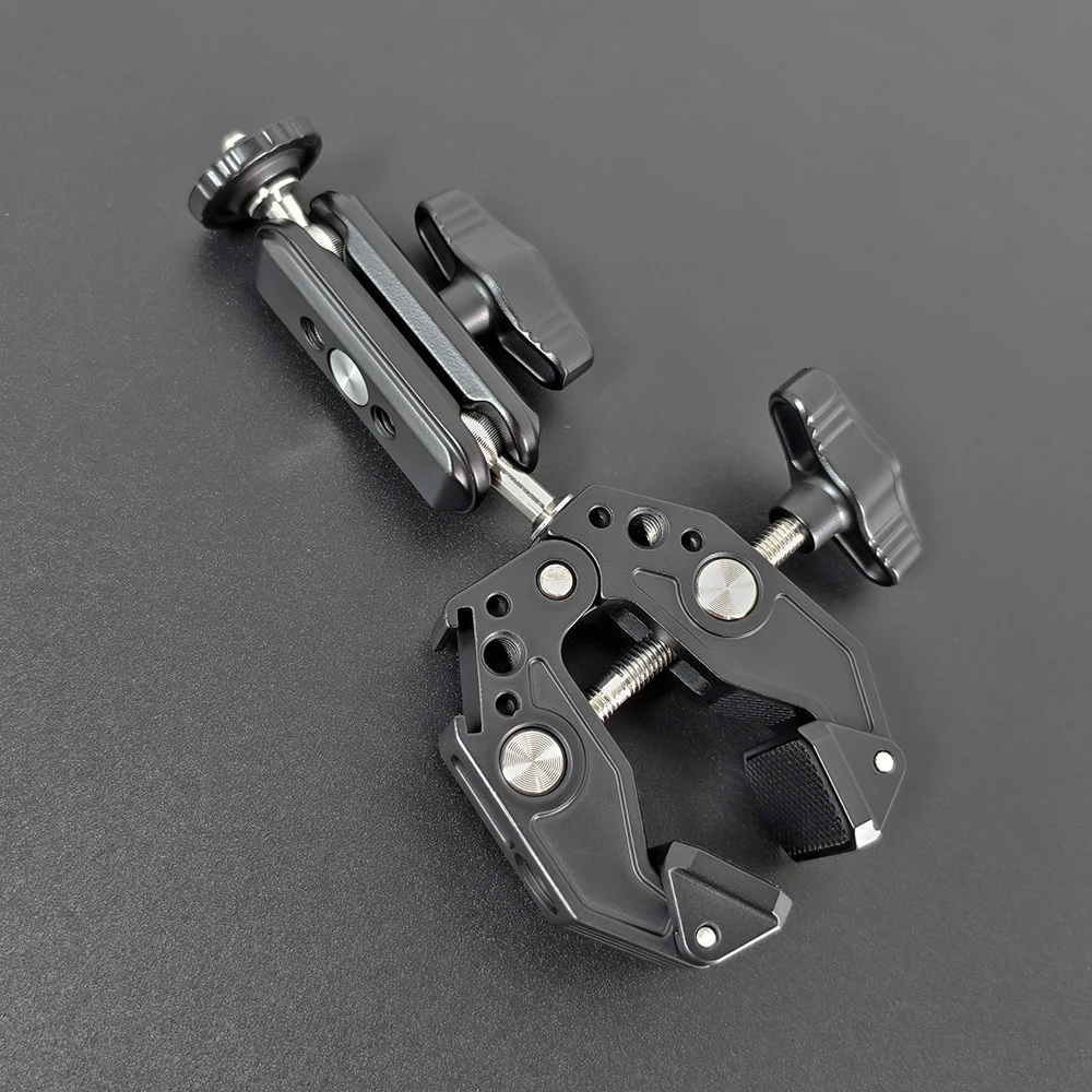 Aluminum Super Clamp with Double Ball Head Magic Arm 1/4