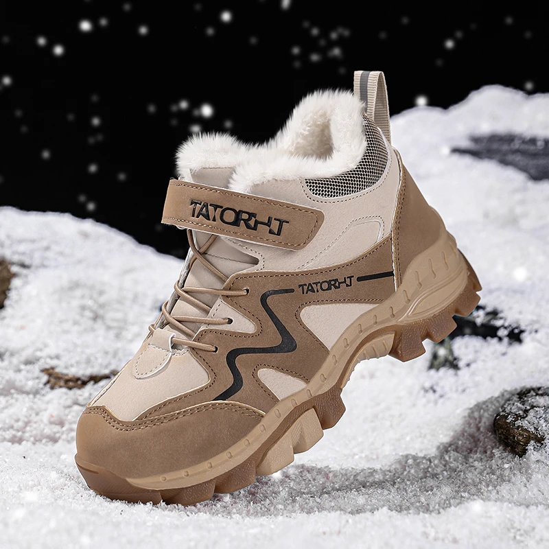 

Детская зимняя походная обувь, сохраняющая тепло, модные противоскользящие кроссовки для мальчиков, универсальная повседневная обувь босиком, подарок ребенку