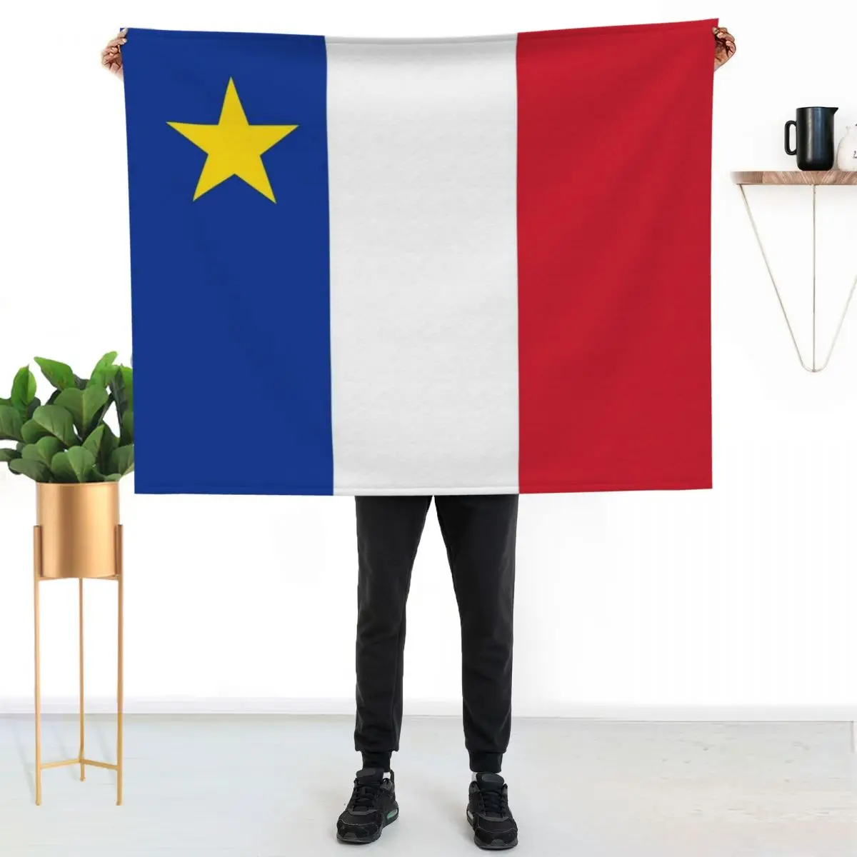 

Acadie Acadia Flag blue white red North American New Brunswick Acadian French Canada HD Throw Blanket