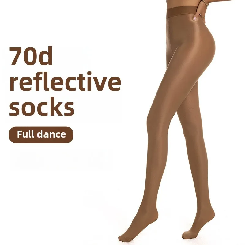 

Корректирующие колготки больших размеров, блестящие колготки для женщин, весна-лето, 70D масляные колготки, сексуальные светоотражающие компрессионные чулки для фитнеса