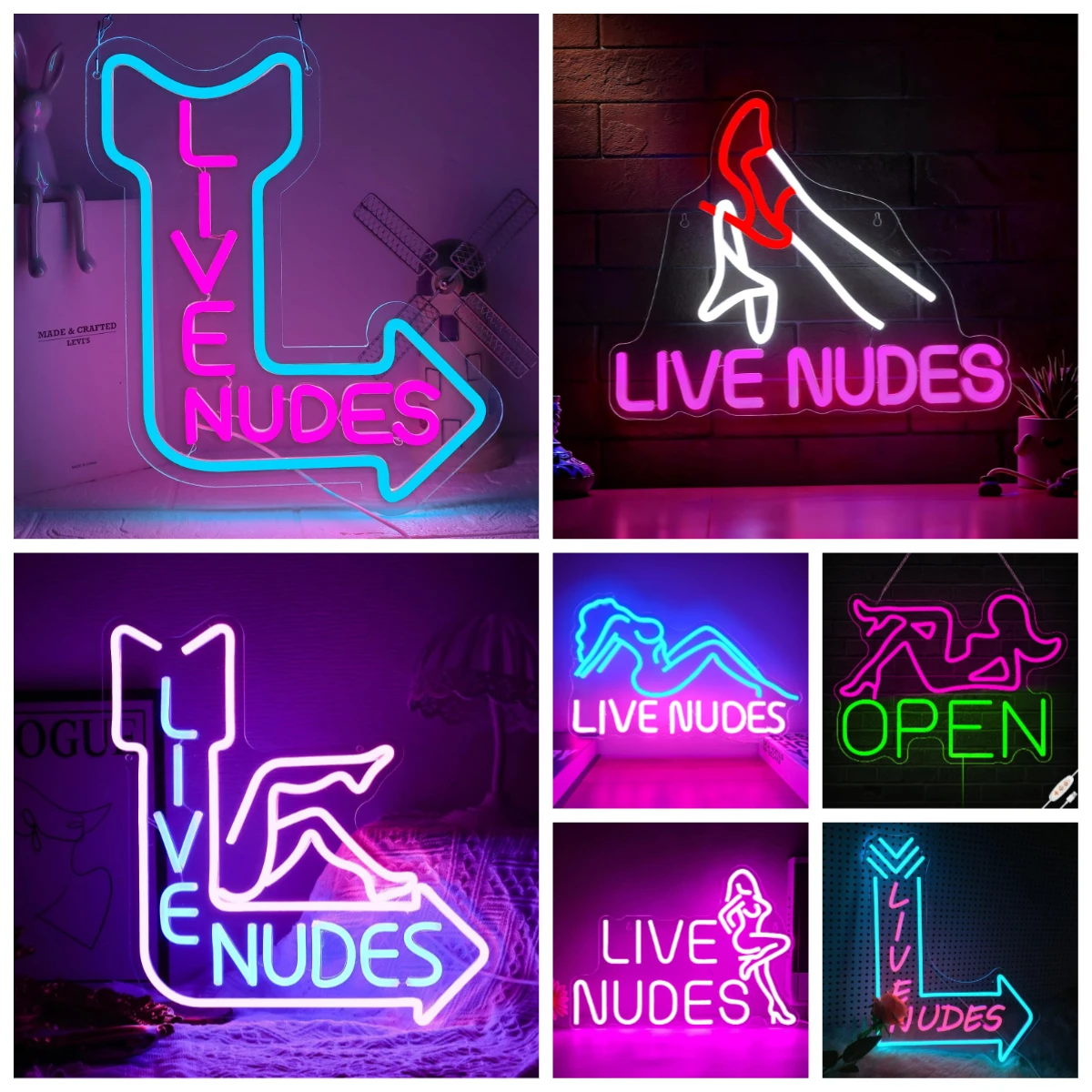 Live Nudes Neon Sign USB Dimmable LED Neon Lights For Man Cave Beer Bar Bedroom Living Room Wall Backdrop Decor Creative Gifts