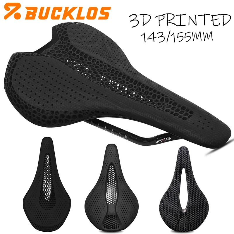 Image of BUCKLOS 3D-Gedruckter Fahrradsattel aus Kohlefaser 3D-Rennradsitz Kissen Atmungsaktiver Nylon-Sattel für AM XC