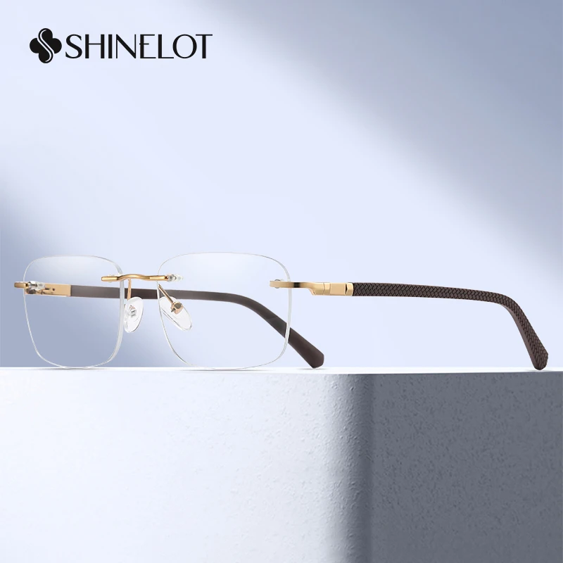 

91738 Rimless Light Luxury Men Optical Glasses Frame Frameless Eyeglasses Natural Style Novelty Birthday Party Eyewear