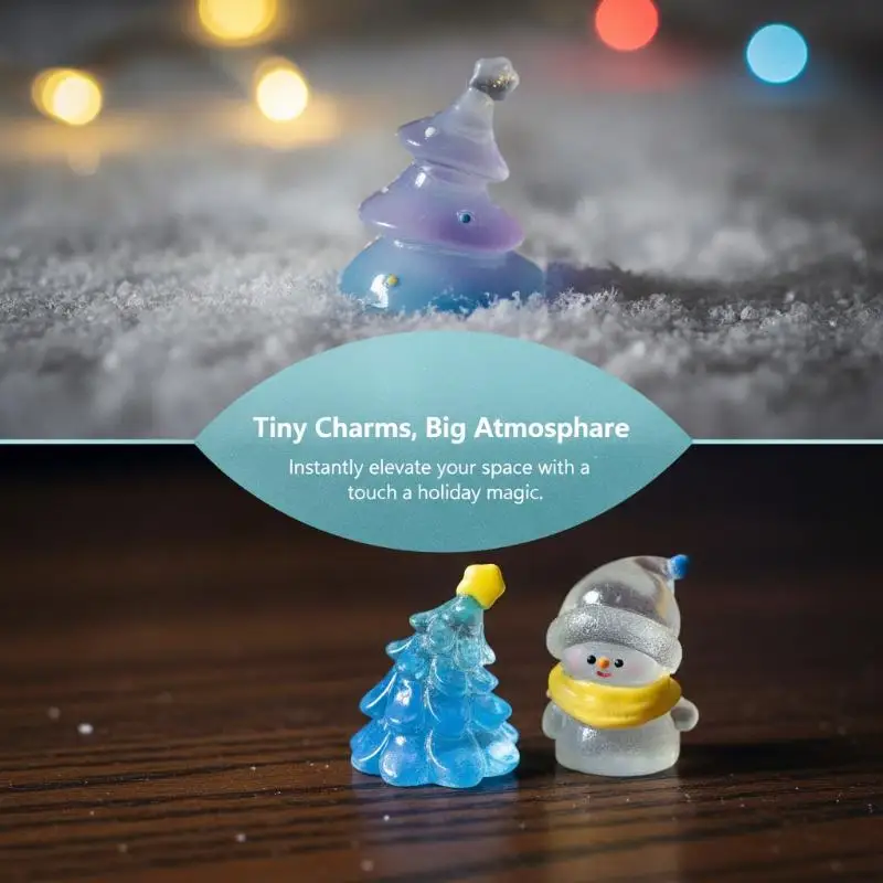 Mini Christmas Snowman Tree Ornaments Glossy Translucent Cute Figurines for Xmas Party Decor Children's New Year Holiday Gift