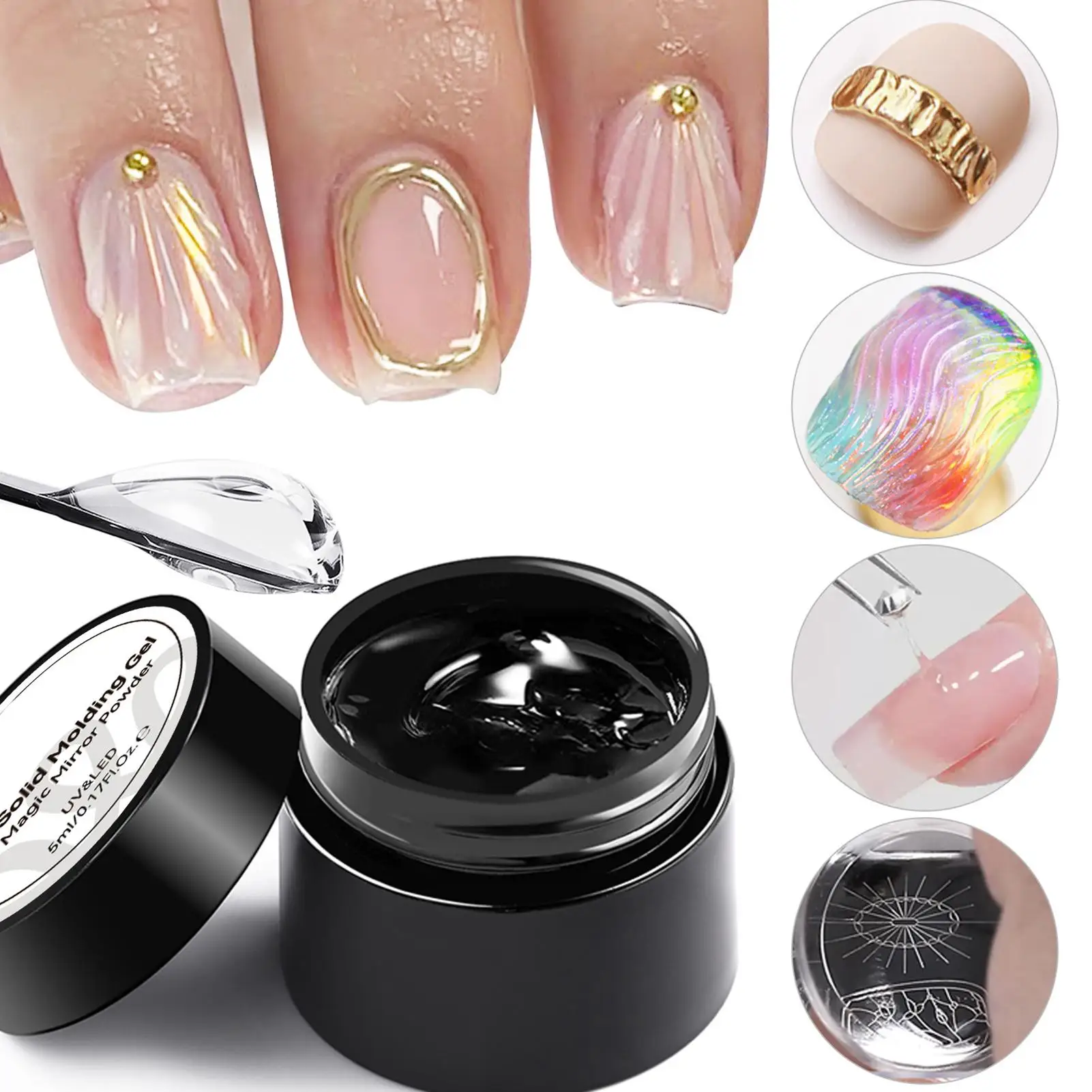 nail Shaping Gel Nails 5g Fingernail Charm Glue Molding Nail Gel  No-Drip Chrome Sculpting Gel Multi-Purpose Nail design Gel