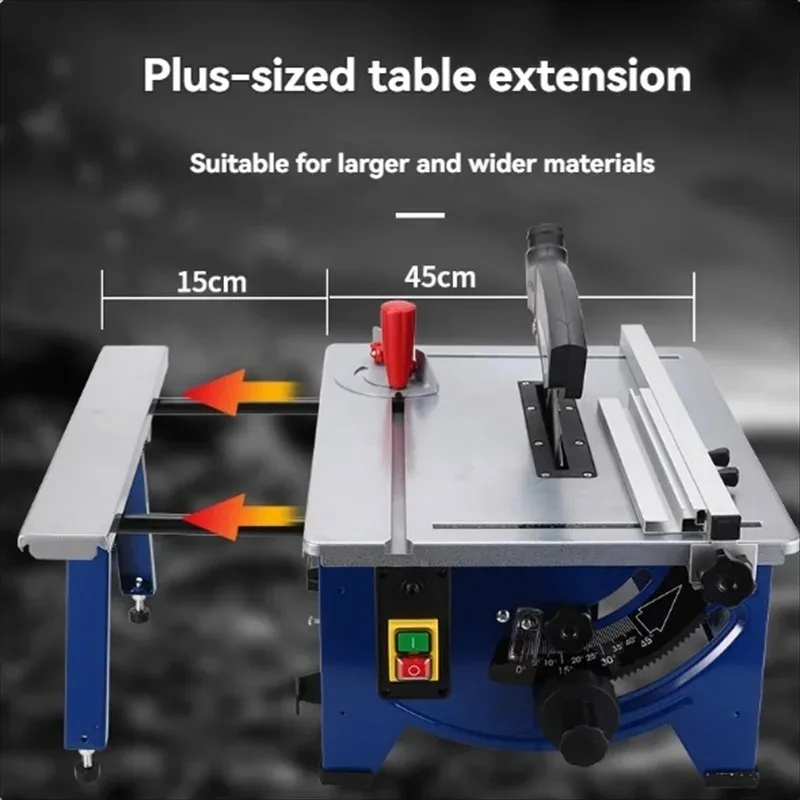 

Multifunctional Table Saw with Accessories 4800RPM Adjustable Blade Cross Cut 0-45° Bevel Cut Dust Woodworking Table Saw