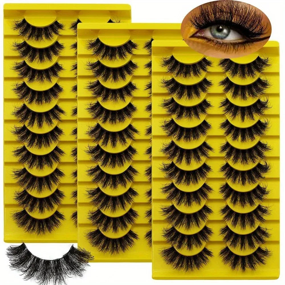 30Pairs 3-Pack 3D fluffy false eyelashes for dramatic fake eyelashes Messy False Eyelashes Fluffy Thick Lashes