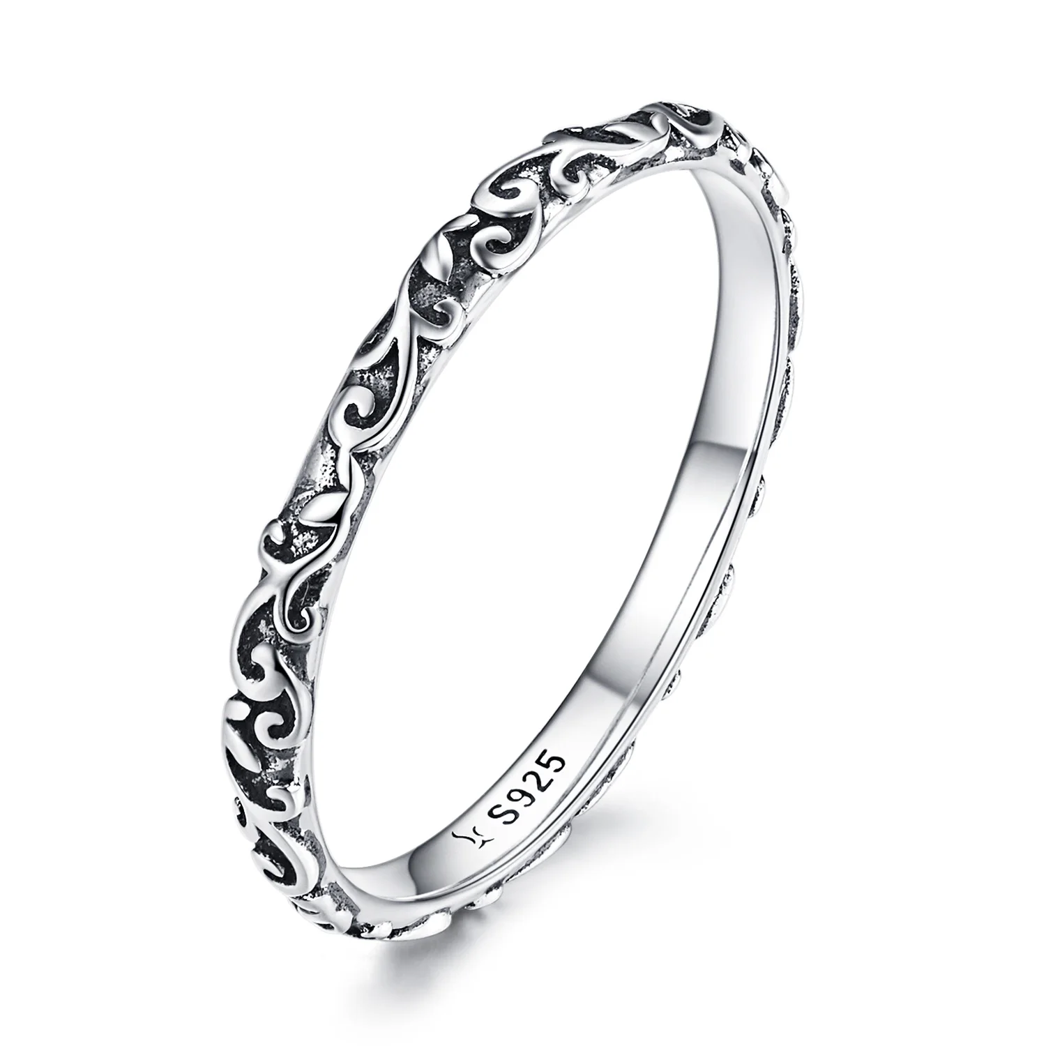 Wostu Original Blume Vintage Ring Sterling Silber Fingerringe für Frauen Party Datum Geburtstag feiner Schmuck Geschenk zertifiziert