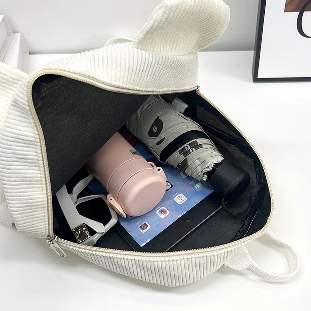 Customized Name For Children's Teddy Bear Backpack, Corduroy Travel Backpack, Personalized Cute Solid Color Backpack