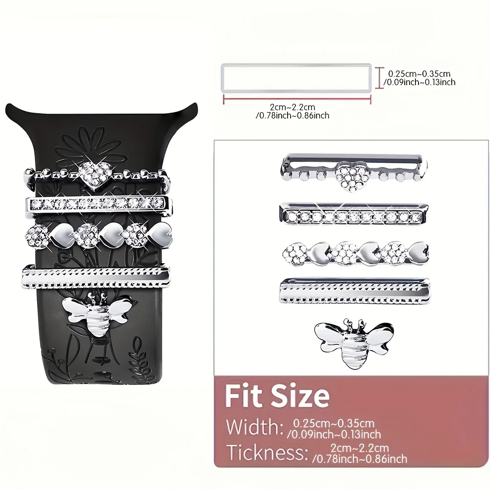 1 set of fashionable rhinestone element design smart watch accessories, suitable for decorating multiple smart watch straps