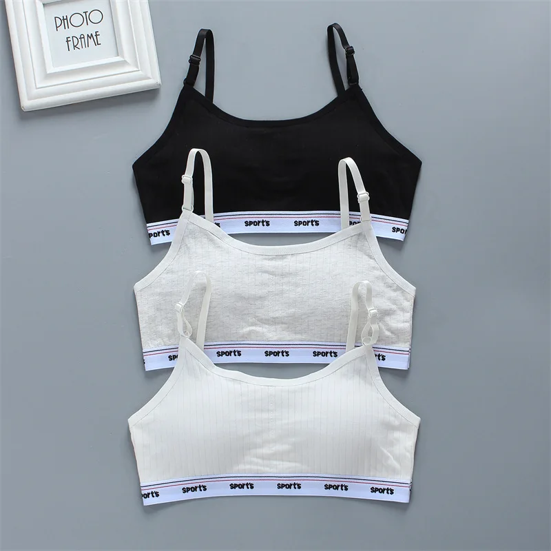 New Girls Bra Thin Belt Vest Suspenders Cotton Developmental Underwear Children's Tube Top Students 8-15 Years Old Training Bra