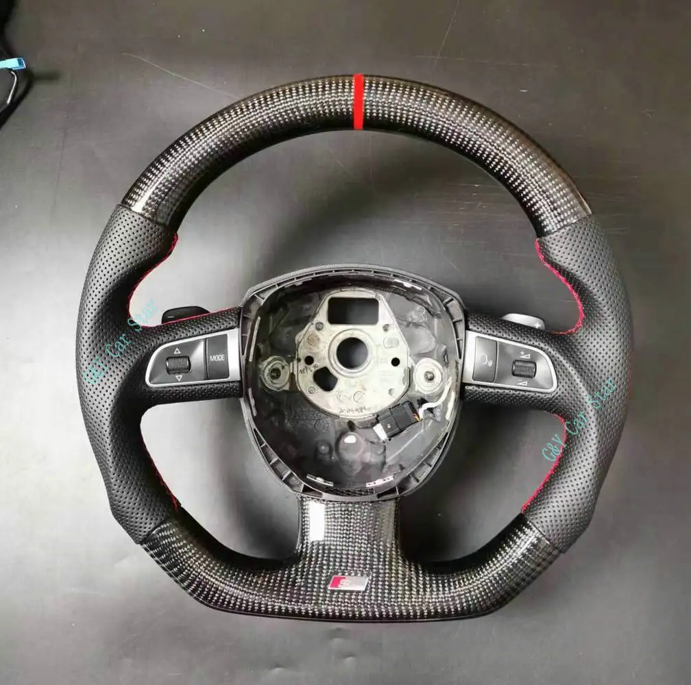Volante de fibra de carbono 100% Real para coche, accesorio para Audi A3, A4, A5, S3, S4, S5, S6, RS4, RS5, RS6