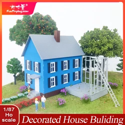 1set 1:87 HoScale Model House Style Dwelling Kit Residential Model Scale Building Assemble Material Diorama Train Railway Layout