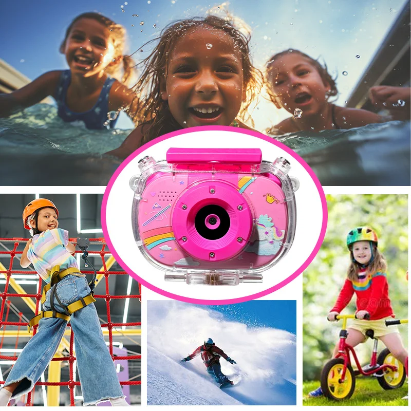 Fotocamera per bambini - Fotocamera subacquea impermeabile per bambini, regali di compleanno per ragazzi dai 4 anni in su, fotocamera digitale per bambini, giocattoli da piscina