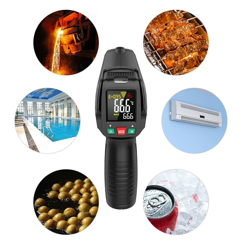 MASTFUYI FY580S Laser Infrared Thermometer Temperature Sensor Testers Gun -50°C~580℃ Industrial Home Thermal Tube Testing Tool