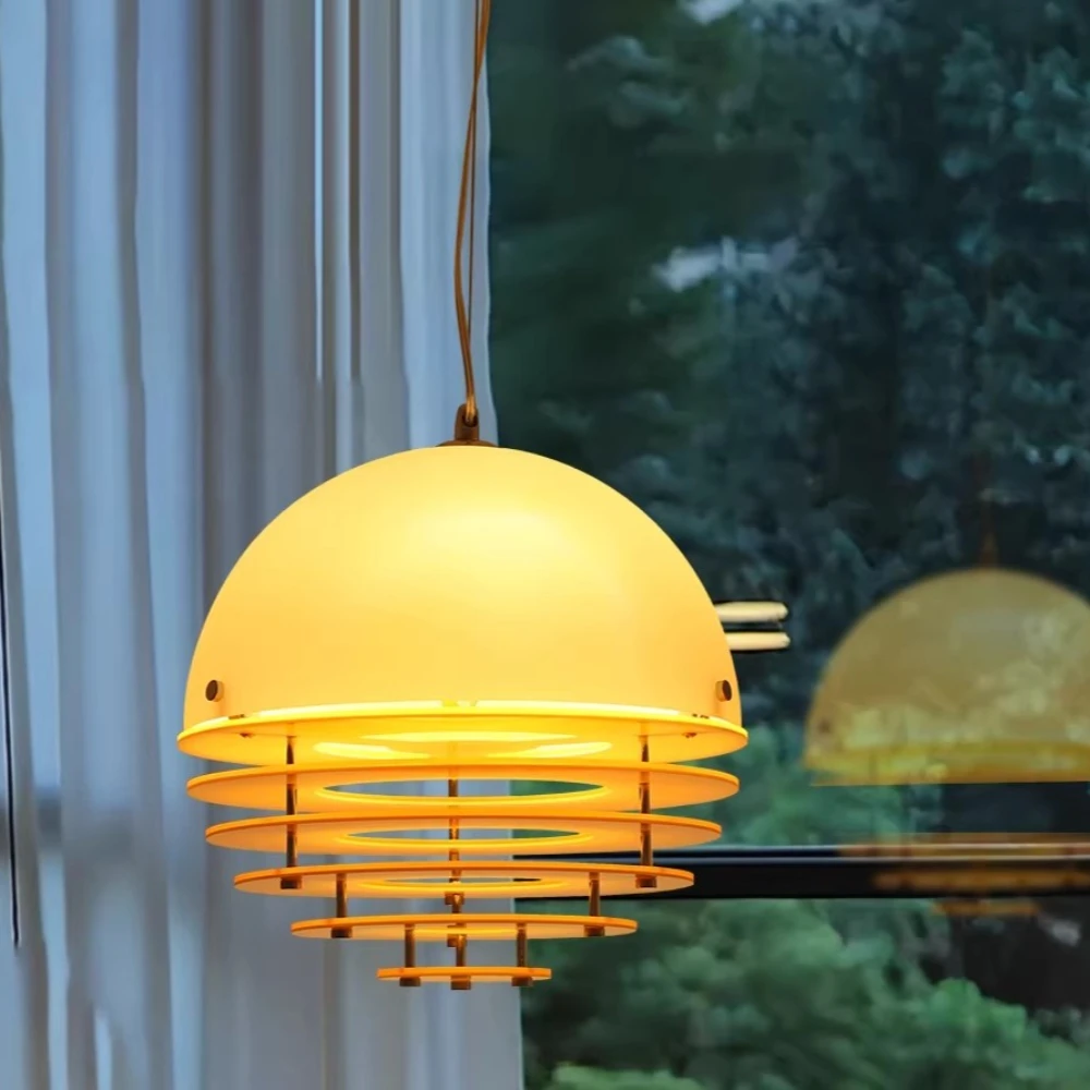 Sunset orange ambient lighting restaurant chandelier Bauhaus designer niche bar island table retro warm light