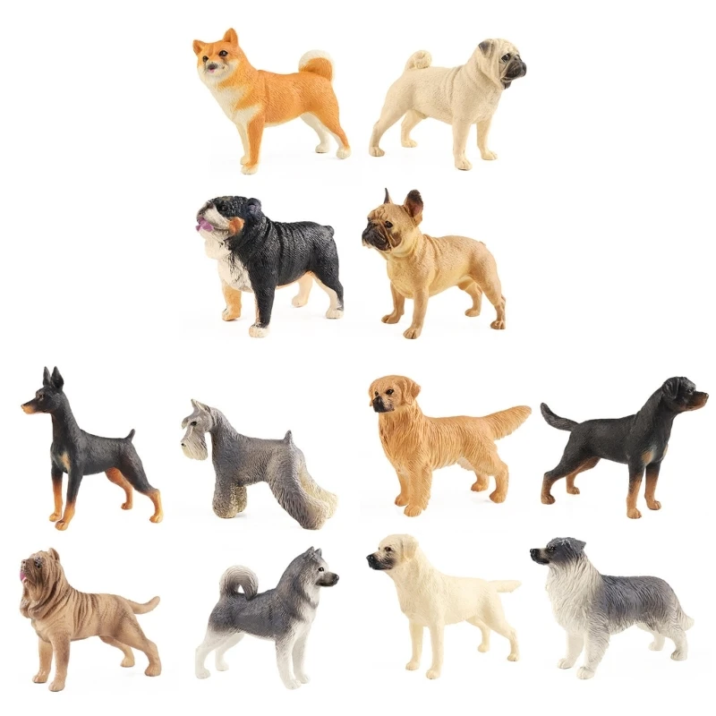F19F Realistic Puppy Miniatures Desk Ornaments Dog Toy Birthday Gift Desk Windowsill Farm Yard Decors Shop Supply