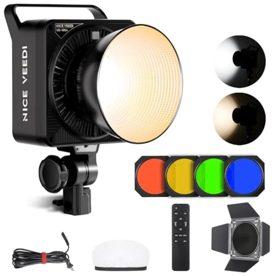 

【New model】125W RGB Professional Cob Video Light with Bowens Mount 3000K-10000K Studio Light with IR Remote Control CRI 97+ 9 E