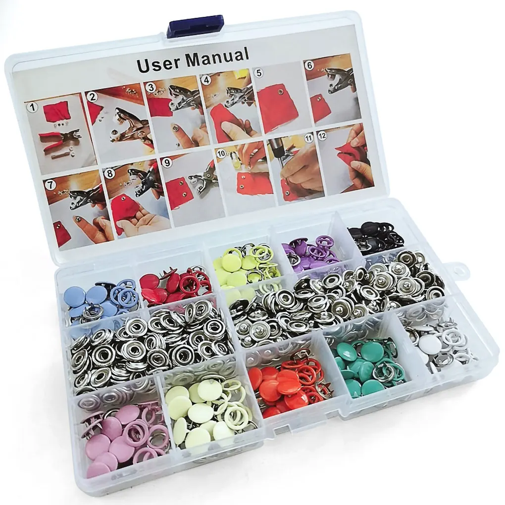 

200 Pieces Replacement Snap Buttons Tool Fasteners Starter Set with