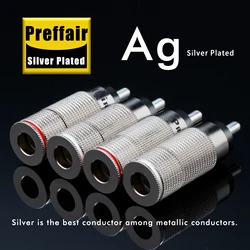 4Pcs HiFi Audio Silver Plated RCA Lotus Plug RCA Plug Signal Line Connector 6mm