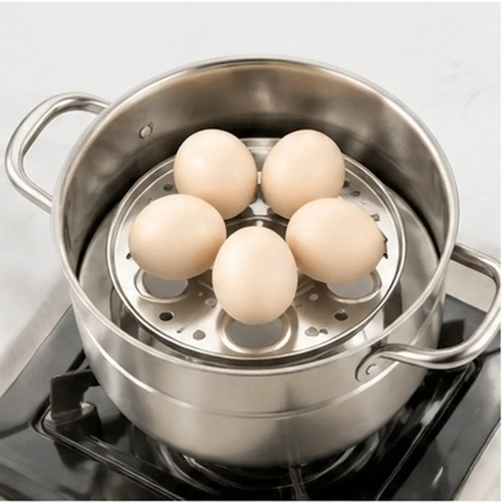 Round Stainless Steel Egg Steaming Rack Double Layer Detachable Stand Stable Steamer Insert Cooking Baking Canning Trivet Tray