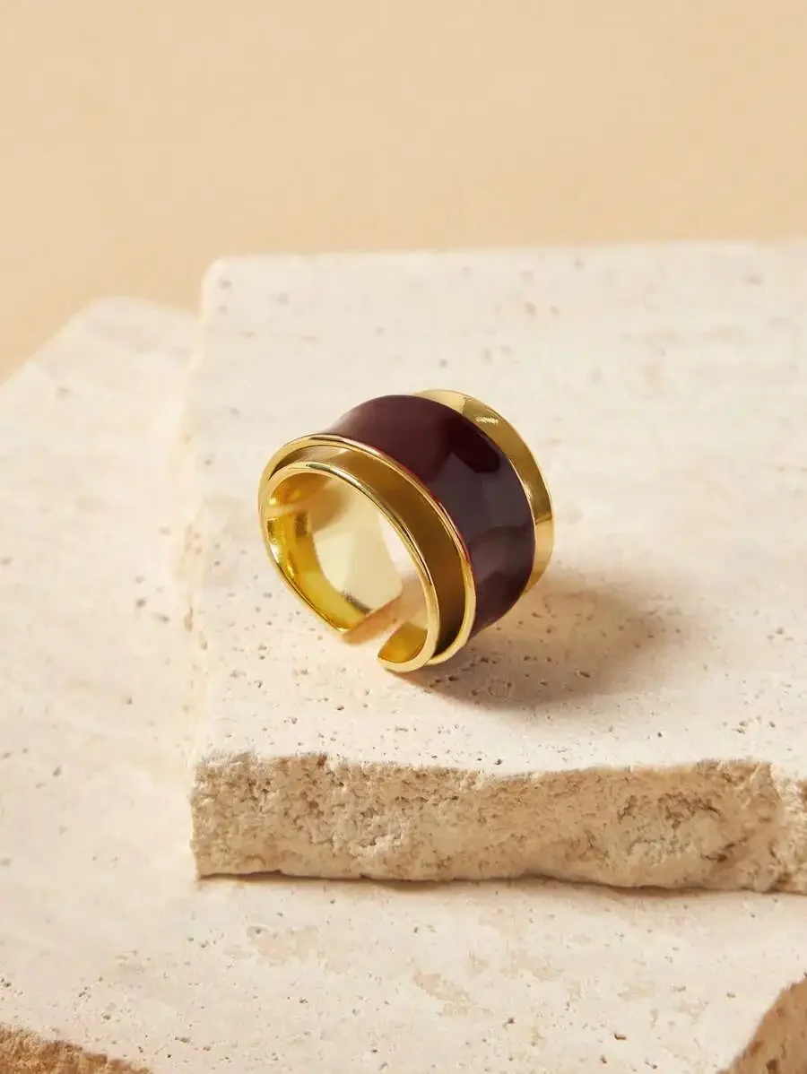 Vintage Chocolate Color Double Layer Open Ring
