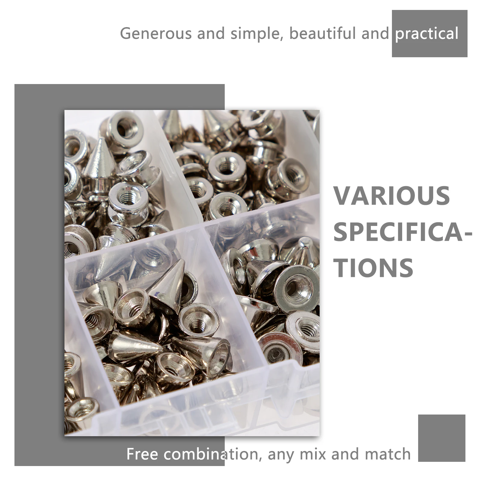 359Pcs Punk Rivet Clothing Studs Cone Spikes Kit Tree Spike Assortment Kit DIY Punk style Clothes Jacket Shoes Bag Collar