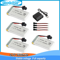 (SM Plug) 3.7v 1800mAh 25C Lipo Battery and Charger For X5SC Photography Drones Quadcopter X5SW RC Copter Drone FPV Drone