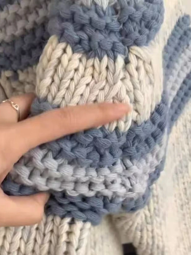 Cappotto maglione morbido lavorato a maglia moda coreana vintage autunnale da donna vestibilità ampia cardigan in lana a righe a maniche lunghe top casual retrò eleganti