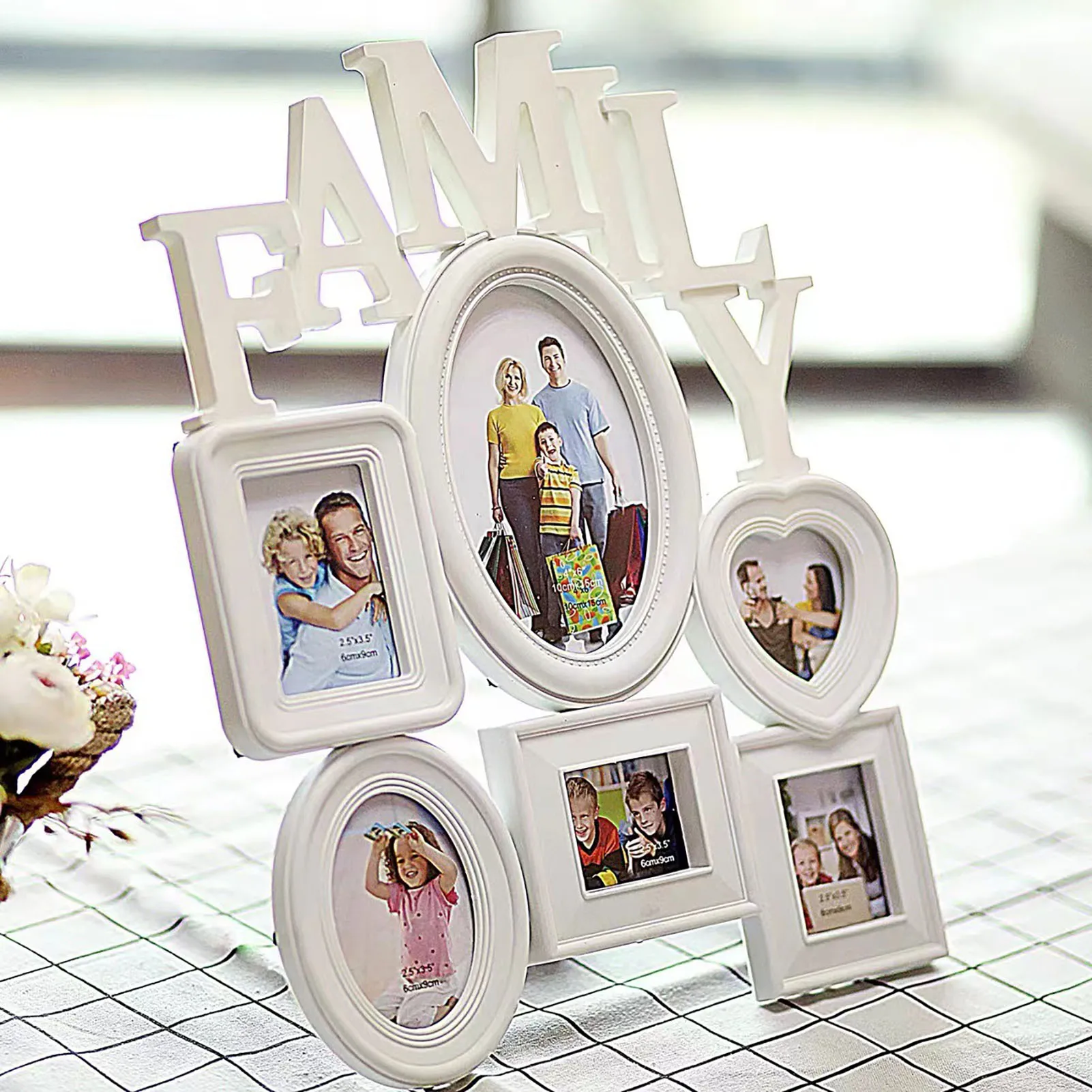 

6 Pictures Family Photo Frames Wall Mount Photo Frame Home Room Ornament for Bedroom Living Room Home Decor