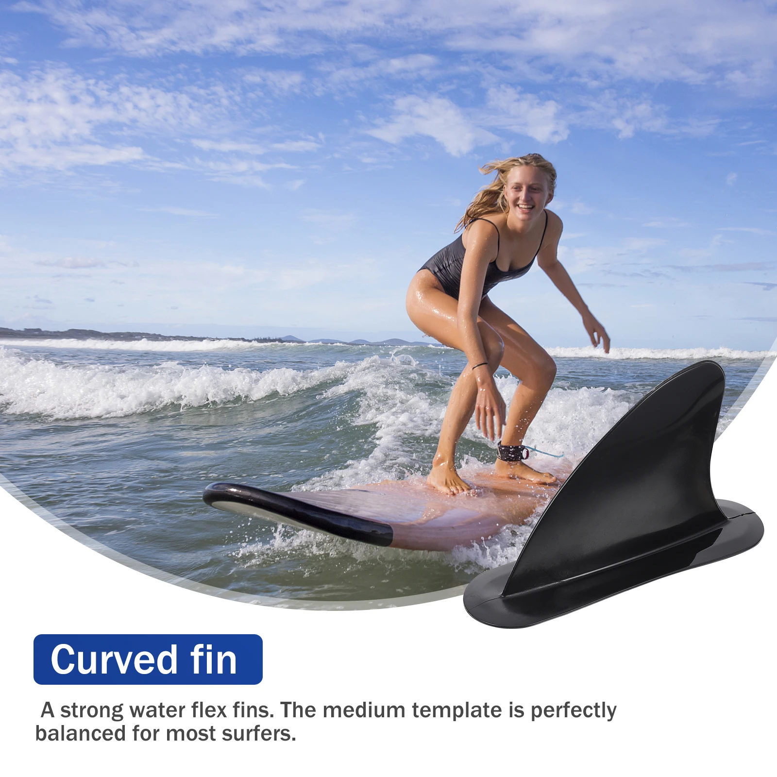 

Nylon Surfboard Fin Strong Water Flex Medium Template Affordable Full Outline Increased Surface Area Cured Tip Easy Pivoting