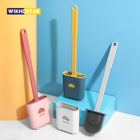 WIKHOSTAR Silicone Toilet Brush Wc Cleaner Toilet Brush With Holder Flat Head Flexible Soft Bristles Brush Bathroom Accessories