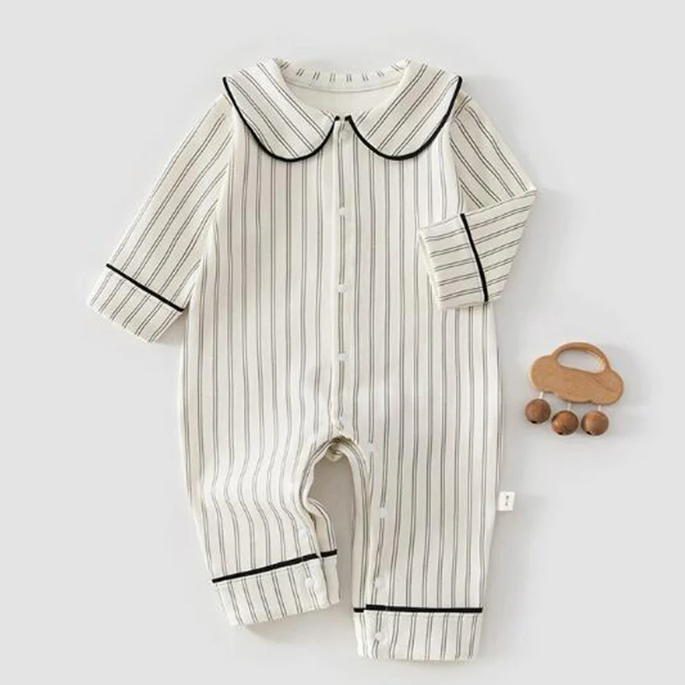 

Детский комбинезон для девочек 2026: Новая модная коллекция, полосатый, в клетку, ретро, с милым воротником, длинный рукав, хлопок, для младенцев, весна-осень