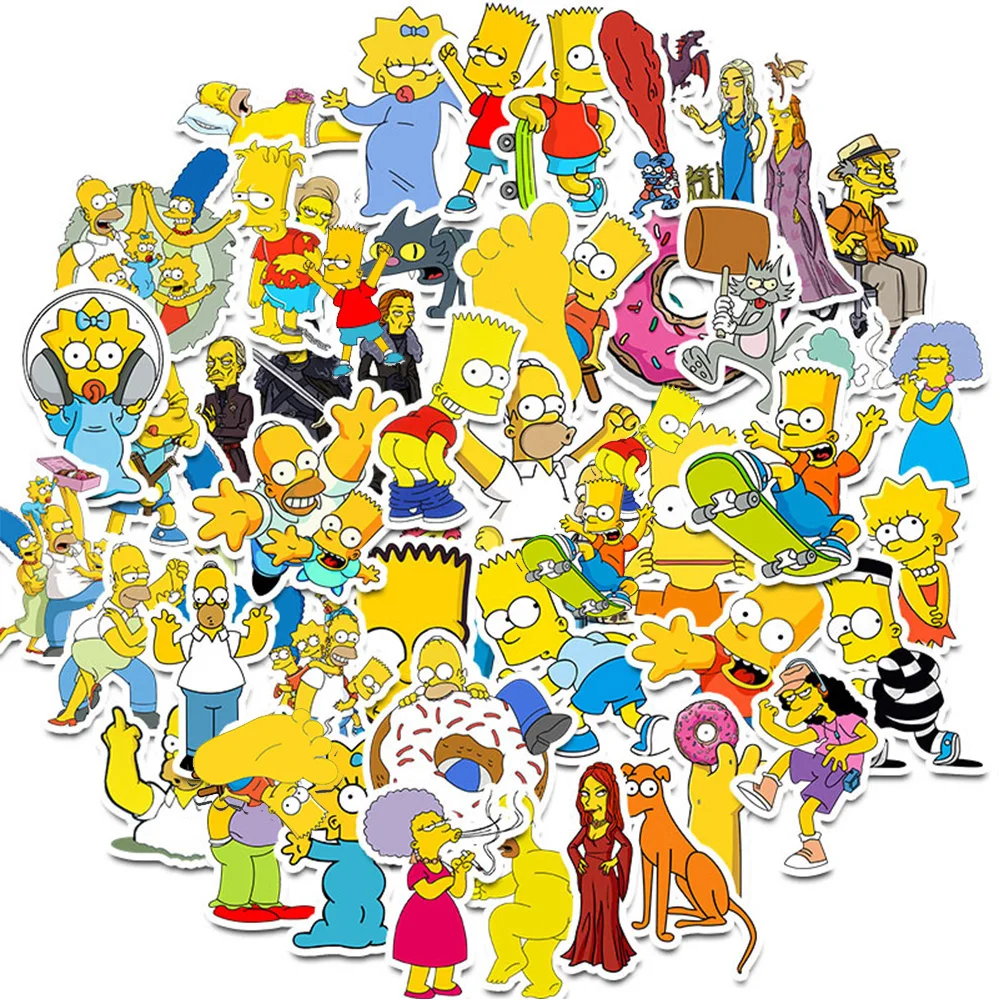 10/30/50 Uds. Pegatinas de los Simpson, Divertidas Calcomanías de Anime, Resistentes al Agua, para Decorar Teléfonos, Patinetas, Maletas, Juguetes