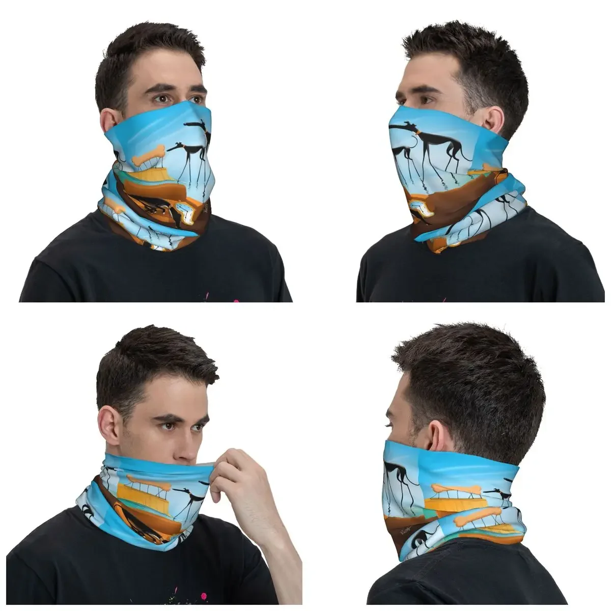 Salvador Dali Funny Greyhound Lurcher Bandana Winter Neck Warmer Wrap Face Scarf for Ski Whippet Sighthound Dog Gaiter Headband