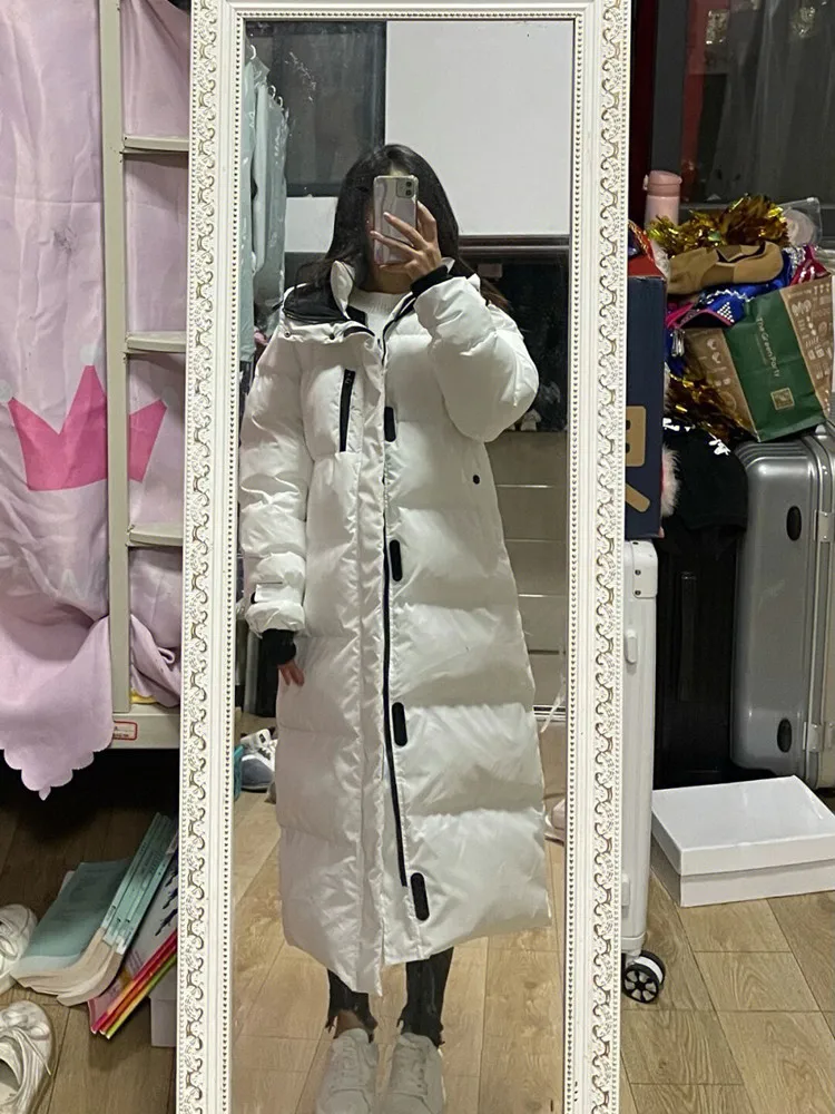 

Women's Long down Cotton Jaet Winter Thiened Windproof Loose Design Korean Sle Overcoat Knee-Length Hooded Coat