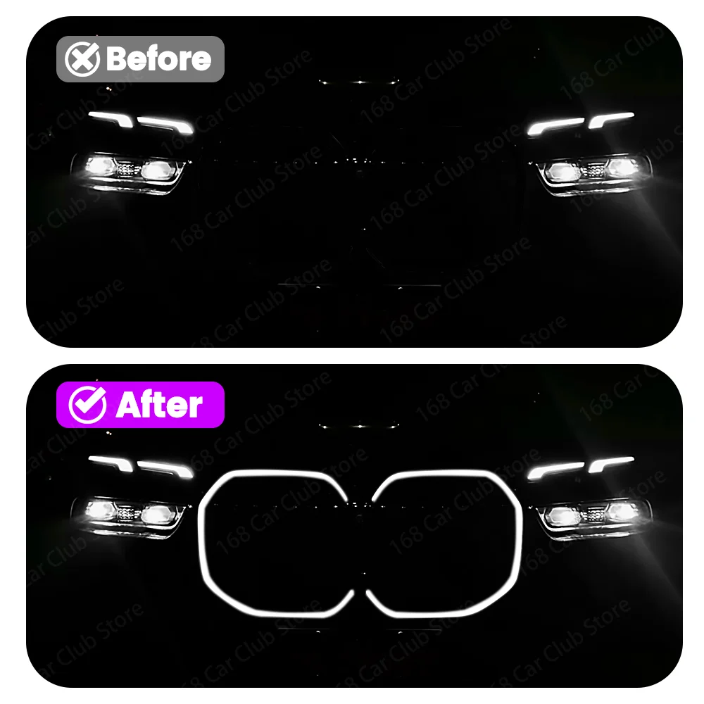 LED Grille Grille Upper Bumper Hood Mesh Grid With For New 7 Series G07 I7 23-24 Car Luminous Front Bumper Grille LED Light Lamp