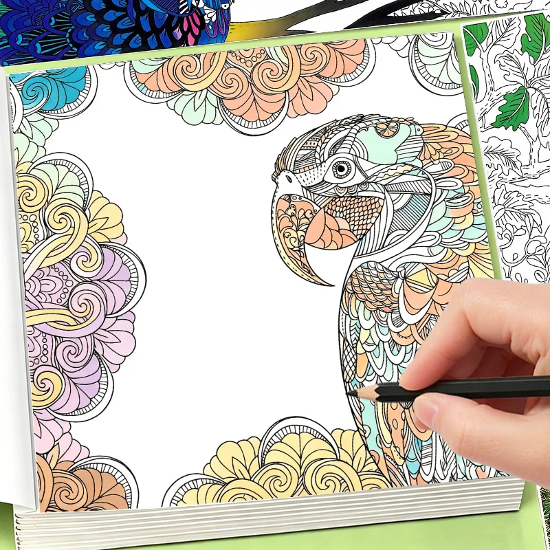 24 Pages The Forest Adult Coloring Book, Hand‑Painted Floral Animal Line‑Art Drawing Workbook, Sketch Practice Book for Adult
