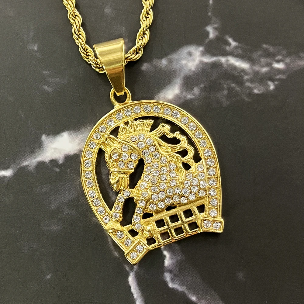 

Модное ожерелье в стиле хип-хоп золотого цвета с животными