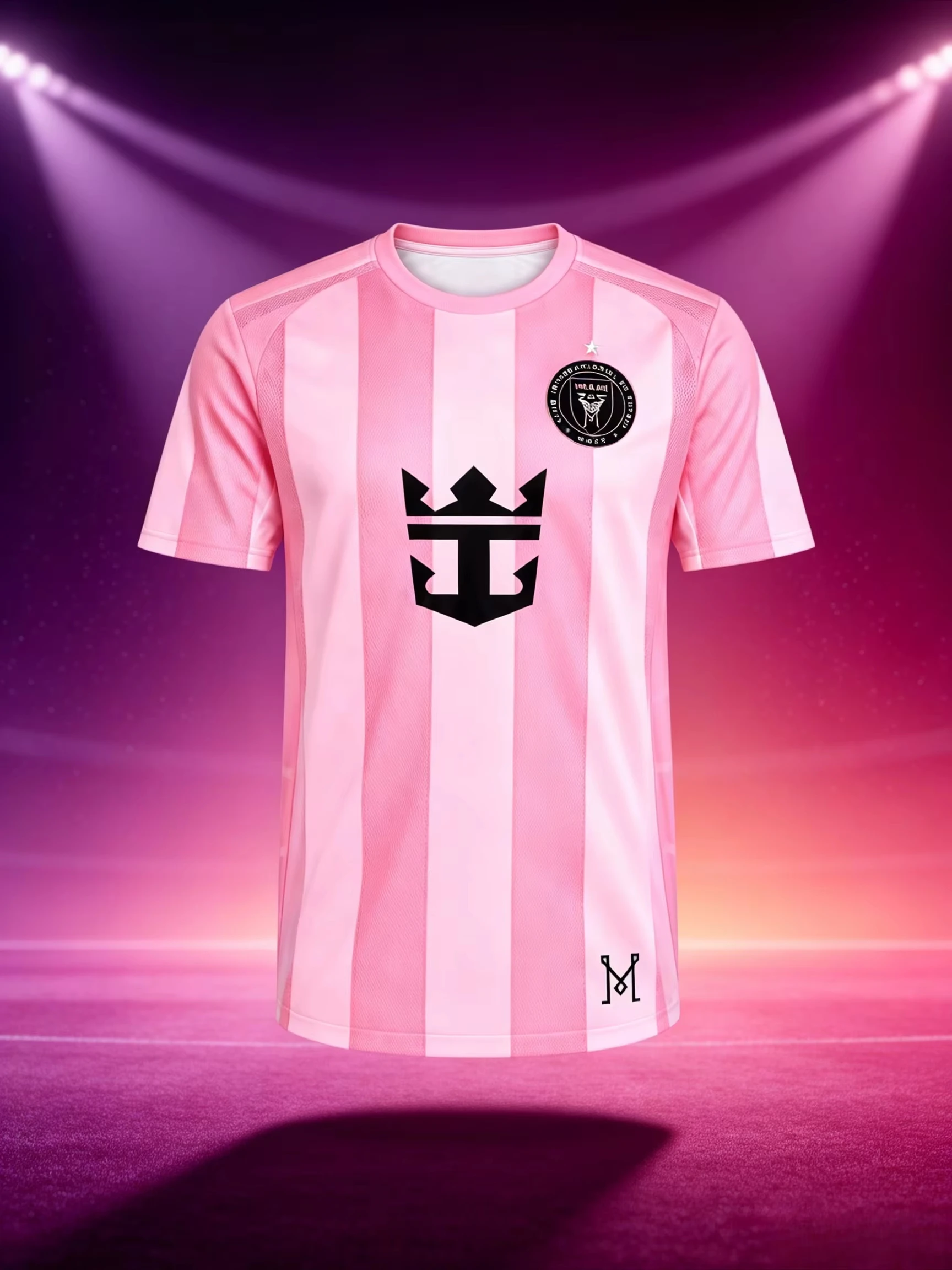 Inter Miami CF 26-27 Home Soccer Jersey Pink Striped Men Short Sleeve Crew Neck Football Shirt Match Training