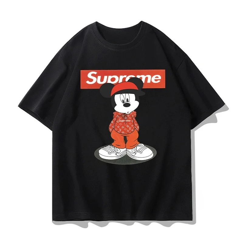 

2025 New Disney Mickey Mouse Joint Short-sleeved T-shirt Men's Summer T-shirt Mickey Clothes Half-sleeved Casual Sports Popular
