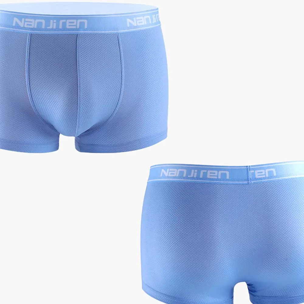 4 Stks/partij Heren Boxer Sexy Ondergoed Heren Slipje Ijs Zijde Onderbroek Boxershort Dunne Boxer Bamboe Gat Grote Maat L-5XL