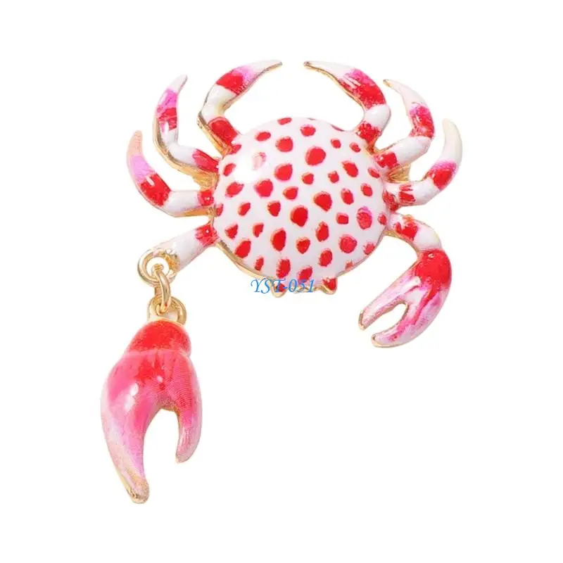 E15A Ocean Theme Brooch Pin in Alloy with Dotted Shell Design and Hanging Claw Detail for Lapel Accent Jewelry Wear