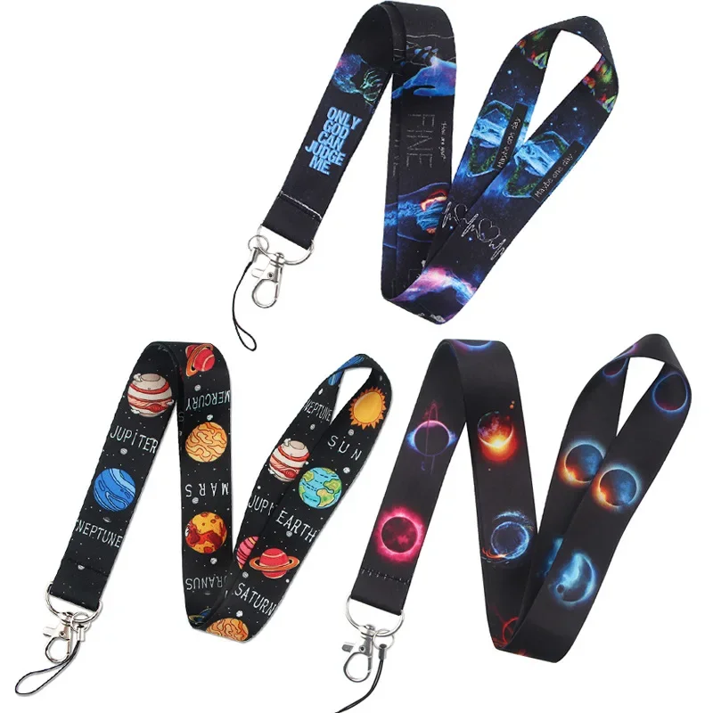 

Space Planet Lanyards Keychain Cute Moon Neck Strap Phone Buttons ID Card Holder Lanyard for Keys DIY Hanging Rope Lanyard