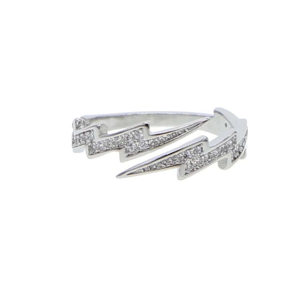 2025 New Sparking CZ Flash Open Adjust Women Jewelry High Quality Bling Cubic Zirconia Paved Flash Ring for Women