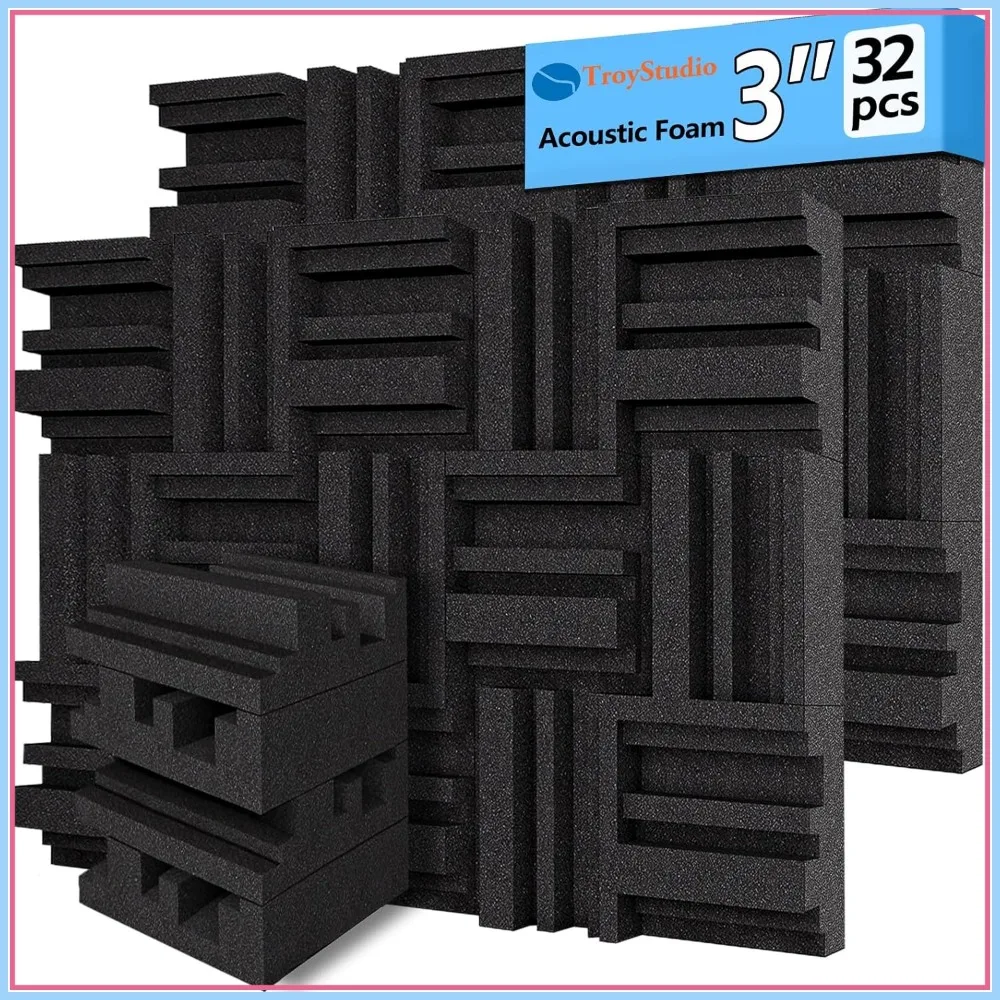 

Acoustic Foam Panels 12x12x3 Inch, 32 Pcs Sound Absorbing Diffuser for Recording Studio
