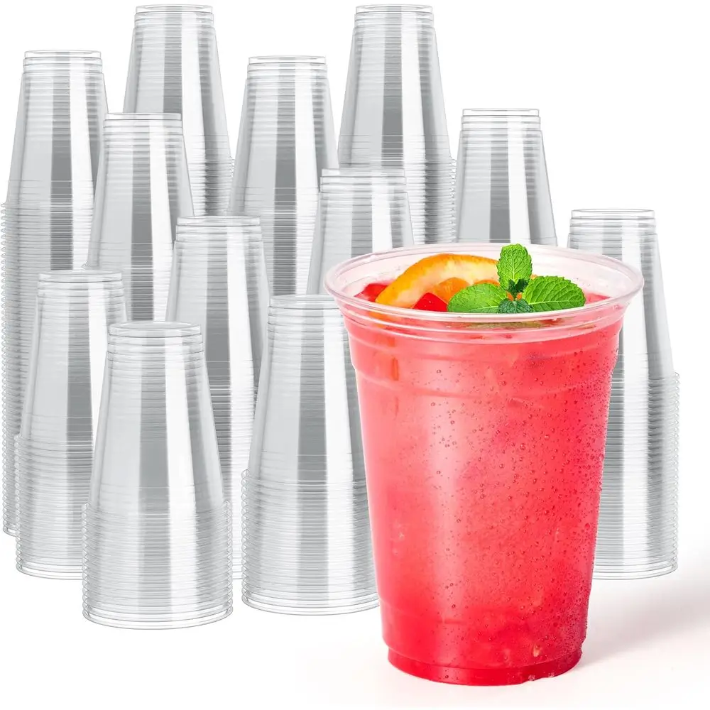 

16 oz Clear Plastic Cups, 1000 Pack Disposable Plastic Cups, Party Drinking Cups Perect or Water, Cold Coee, r, Juices, r, Iced