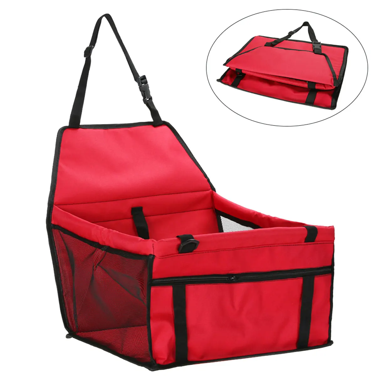 

Seat Carrier for Dog Foldable Bag Adjustable Belt Buckle Easy Wash Dry Red Fits Seats Dog Travel Bag Portable Pet