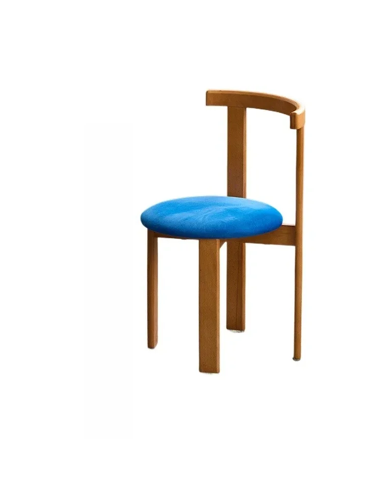 Medieval style solid wood dining chair, home dining room, soft bag chair designer color log style back chair